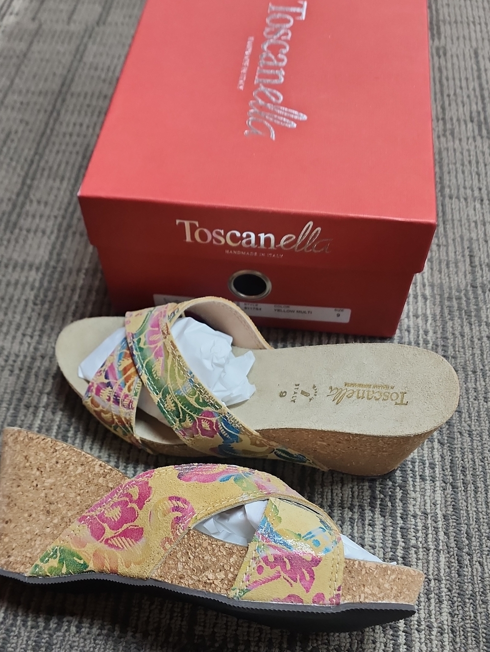 Women's Multicolor Floral Cork Wedge Sandals